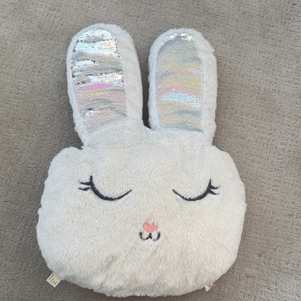 Justice Plush Bunny Pillow with Sequins